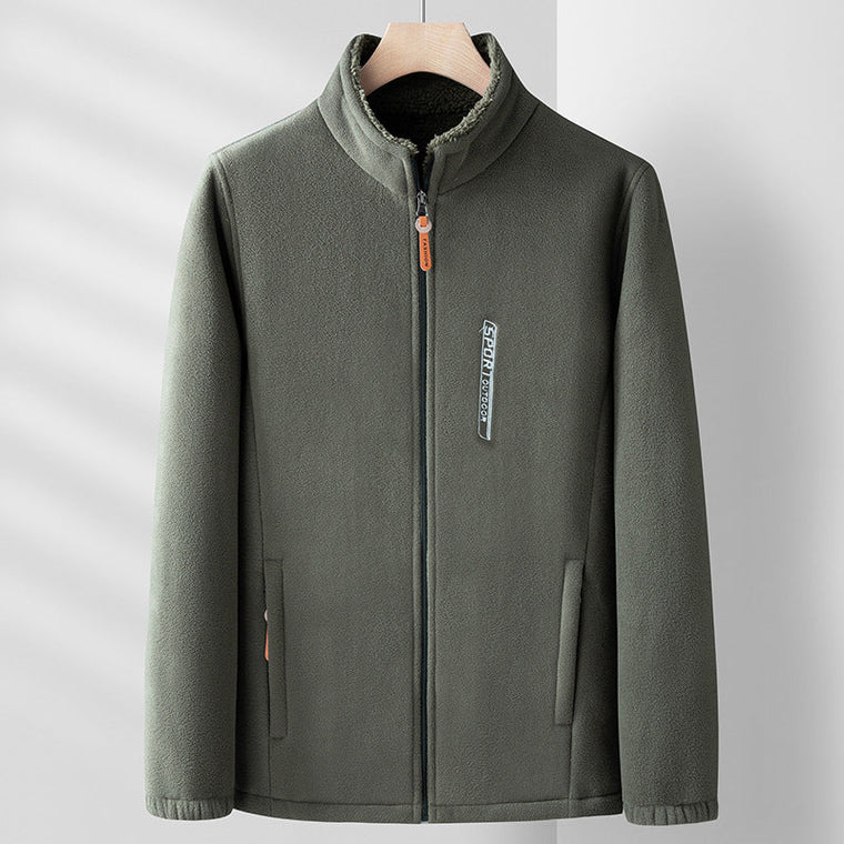 Daan | Dubbelzijdige fleecejas in de kleur Groen voor heren in Lounge stijl ideaal voor de herfst.
