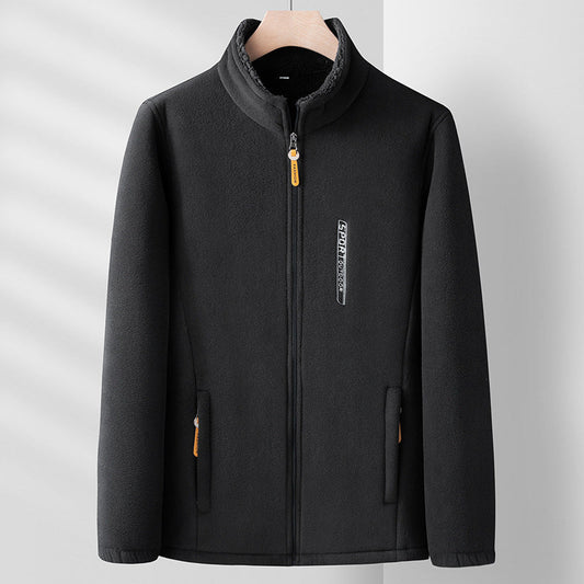 Daan | Dubbelzijdige fleecejas in de kleur Zwart voor heren in Lounge stijl ideaal voor de herfst.