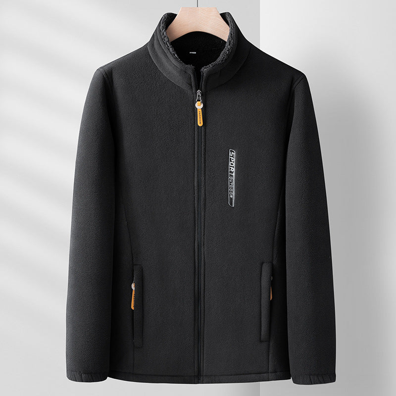 Daan | Dubbelzijdige fleecejas in de kleur Zwart voor heren in Lounge stijl ideaal voor de herfst.