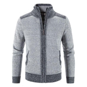 Heren vest met gebreid patchwork design en handige rits voor een stijlvolle en veelzijdige look.