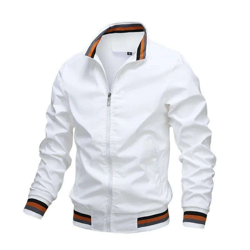 Daan | Sportieve gestreepte heren tussenjas in de kleur Wit voor heren in stijl ideaal voor de lente.