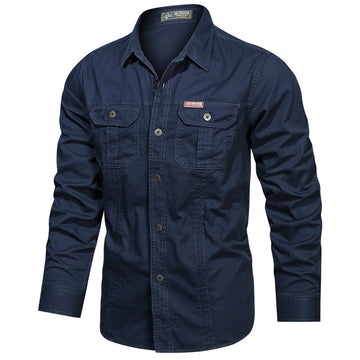Daan | Stijlvolle herenoverhemd met zakken in de kleur Donkerblauw voor heren in stijl ideaal voor de winter