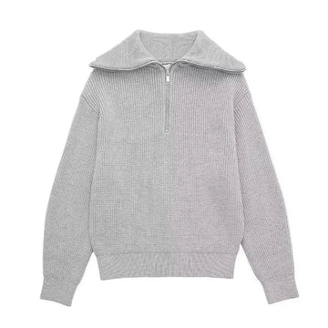 Damian | Gestreepte rits trui in de kleur Grijs voor heren in stijl ideaal voor de winter