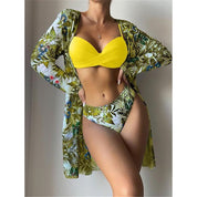 Dante | Kleurrijke & sexy 3-delige bikiniset in de kleur Geel/Groen voor dames in Beach stijl ideaal voor de zomer.