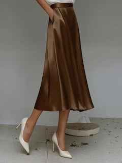 Satijnen rok met hoge taille