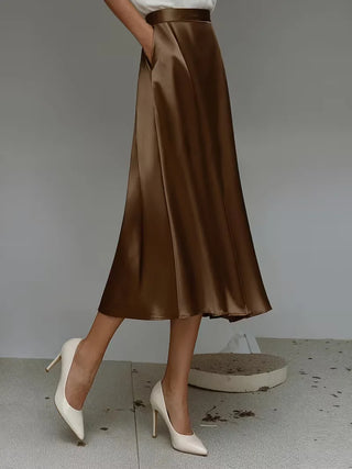 Satijnen rok met hoge taille