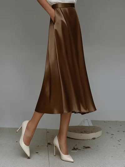 Satijnen rok met hoge taille
