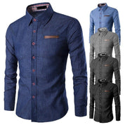 Denim Overhemd in de kleur Donkerblauw voor heren in stijl geschikt voor alle seizoenen.