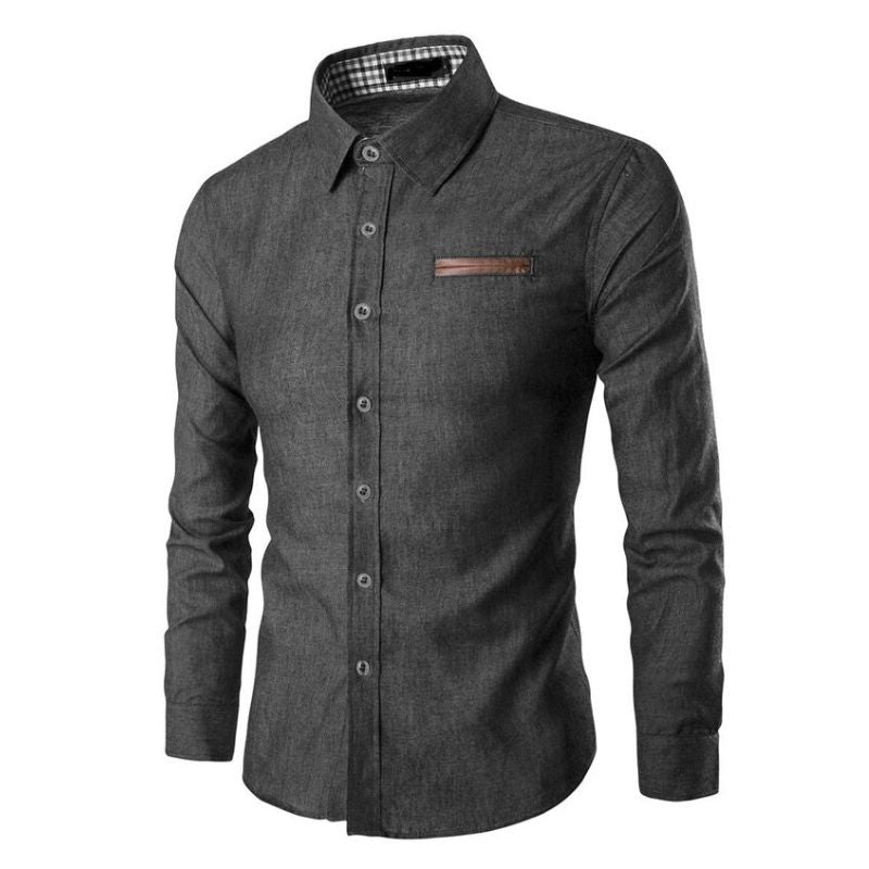 Denim Overhemd in de kleur Donkergrijs voor heren in stijl geschikt voor alle seizoenen.
