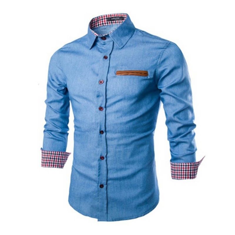 Denim Overhemd in de kleur Lichtblauw voor heren in stijl geschikt voor alle seizoenen.