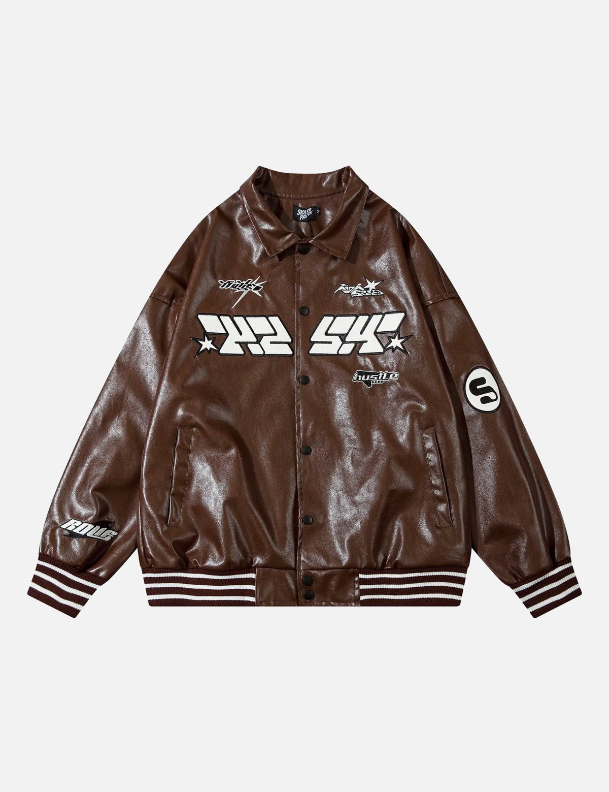 Dennis | Vintage Leren Skatepark Jack in de kleur Bruin voor heren in Heritage stijl geschikt voor alle seizoenen.