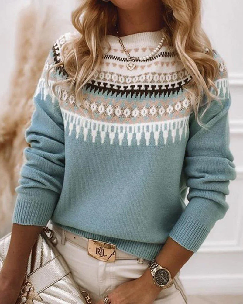 Deqalli | Trui met lange mouwen in de kleur Blauw voor dames in stijl ideaal voor de herfst.