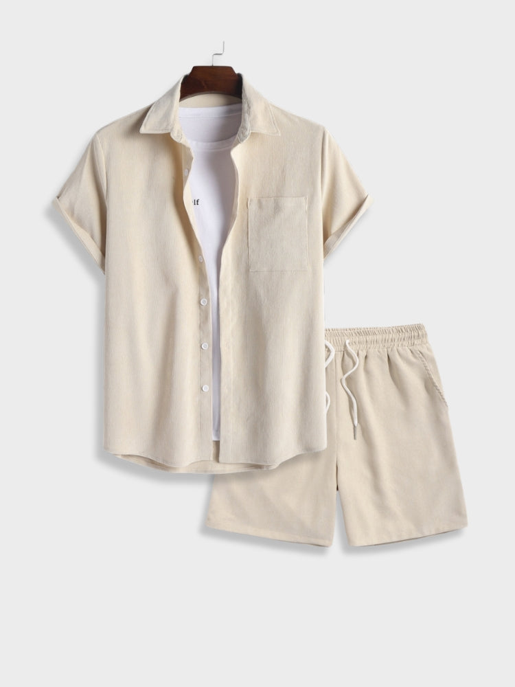 Dexter | Zomerse corduroy set in de kleur Beige voor heren in stijl ideaal voor de zomer.