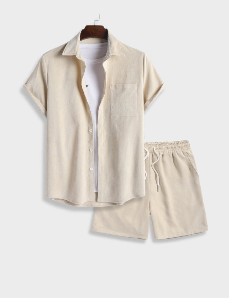 Dexter | Zomerse corduroy set in de kleur Beige voor heren in stijl ideaal voor de zomer.
