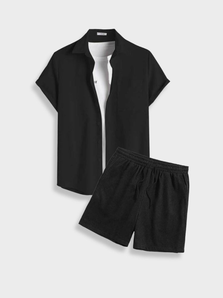 Dexter | Zomerse corduroy set in de kleur Zwart voor heren in stijl ideaal voor de zomer.