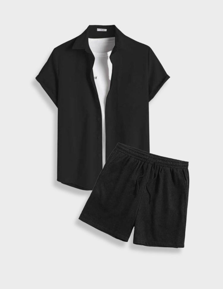 Dexter | Zomerse corduroy set in de kleur Zwart voor heren in stijl ideaal voor de zomer.