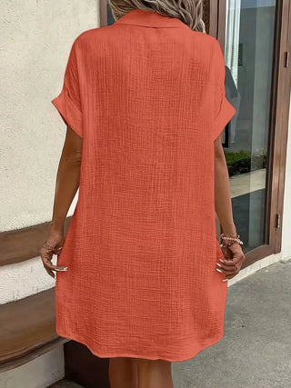 Overhemdjurk met V-neck en korte mouwen