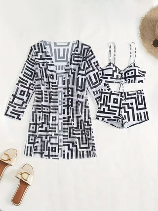 Driedelige set met geometrisch patroon