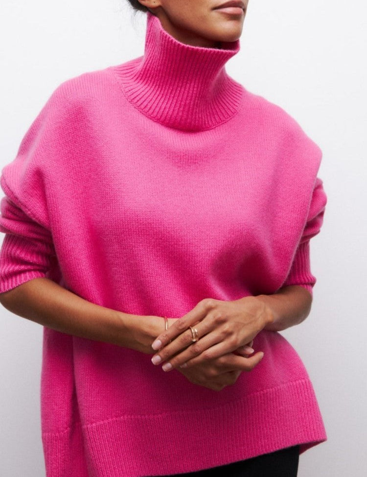 Dikke Coltrui met split in de kleur Roze voor dames in stijl ideaal voor de herfst.