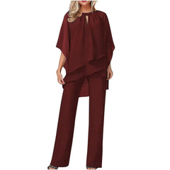 Pantsuit met chiffon overlay