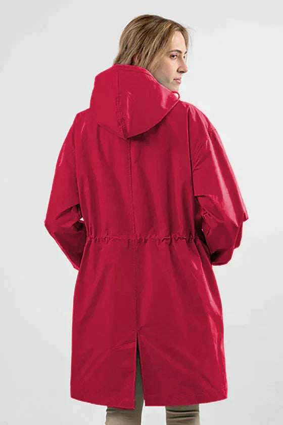 Dry | Waterdichte regenjas met knopen en capuchon in de kleur Beige voor dames in Outdoor stijl ideaal voor de herfst.