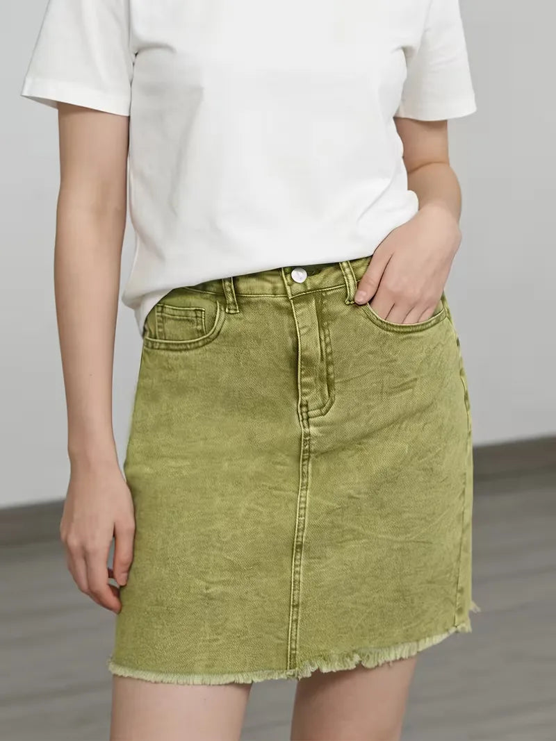 Denim rok met hoge taille