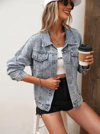 Spijkerjas met sequin fringe detail