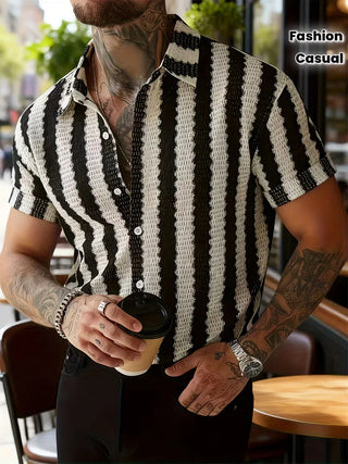 Korte mouw overhemd met verticale strepen