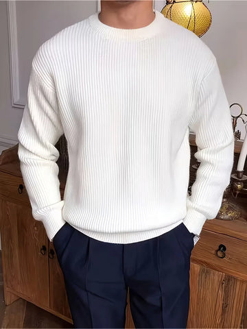 Trui met ribbelstructuur en crew neckline