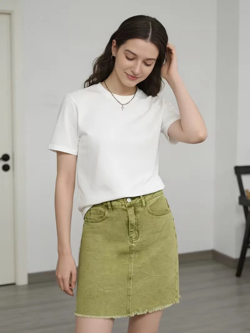 Denim rok met hoge taille