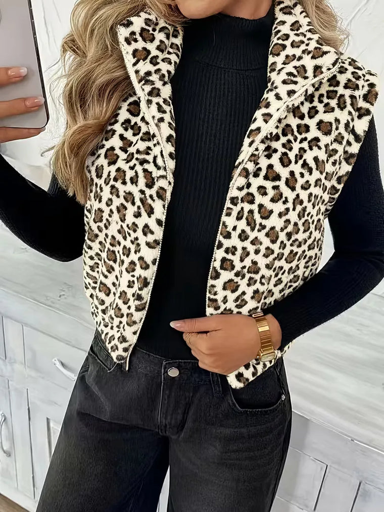 Vest met rits en faux shearling
