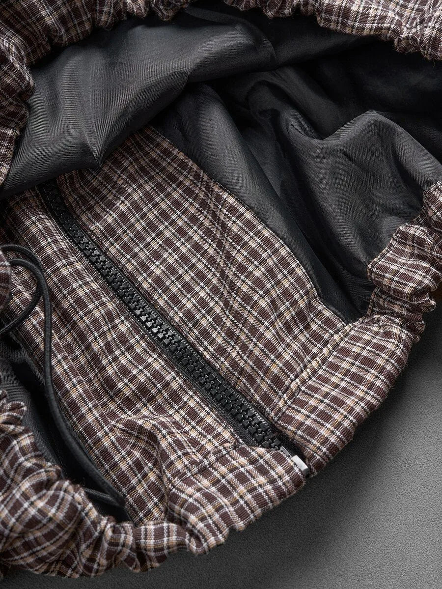 Oversized parka met plaid patroon