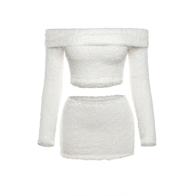 Eefje | Tweedelig sherpa set in de kleur Wit voor dames in Lounge stijl ideaal voor de zomer.
