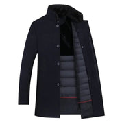 Eendendons Jas in de kleur Marineblauw voor heren in stijl ideaal voor de winter