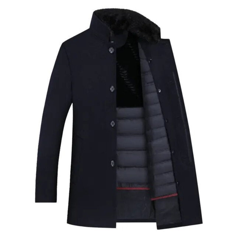 Eendendons Jas in de kleur Marineblauw voor heren in stijl ideaal voor de winter