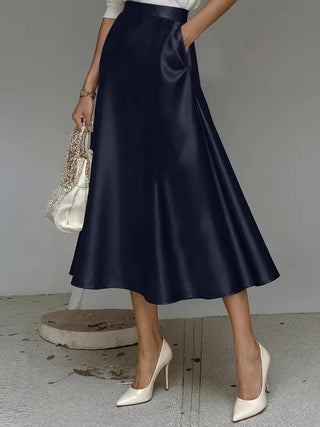 Satijnen rok met hoge taille