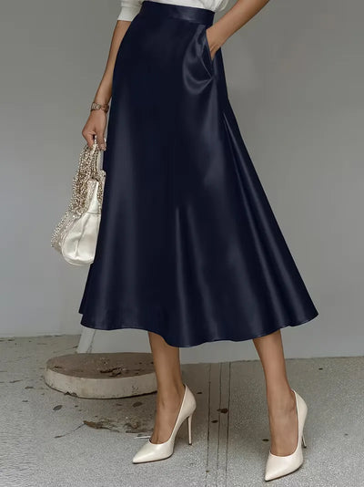 Satijnen rok met hoge taille