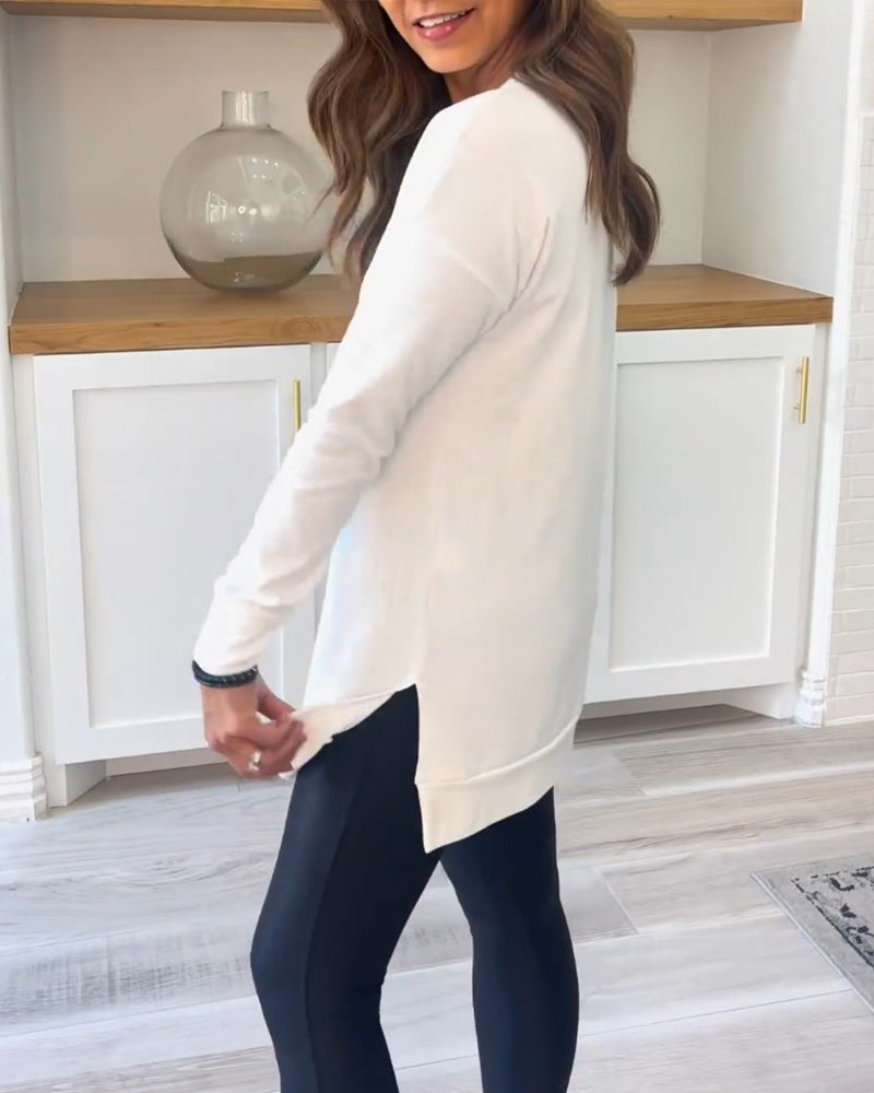 Effen sweatshirt met lange mouwen in de kleur Wit voor dames in Casual stijl ideaal voor de herfst.