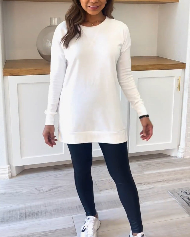 Effen sweatshirt met lange mouwen in de kleur Wit voor dames in Casual stijl ideaal voor de herfst.