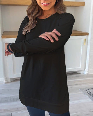 Effen sweatshirt met lange mouwen in de kleur Zwart voor dames in Casual stijl ideaal voor de herfst.