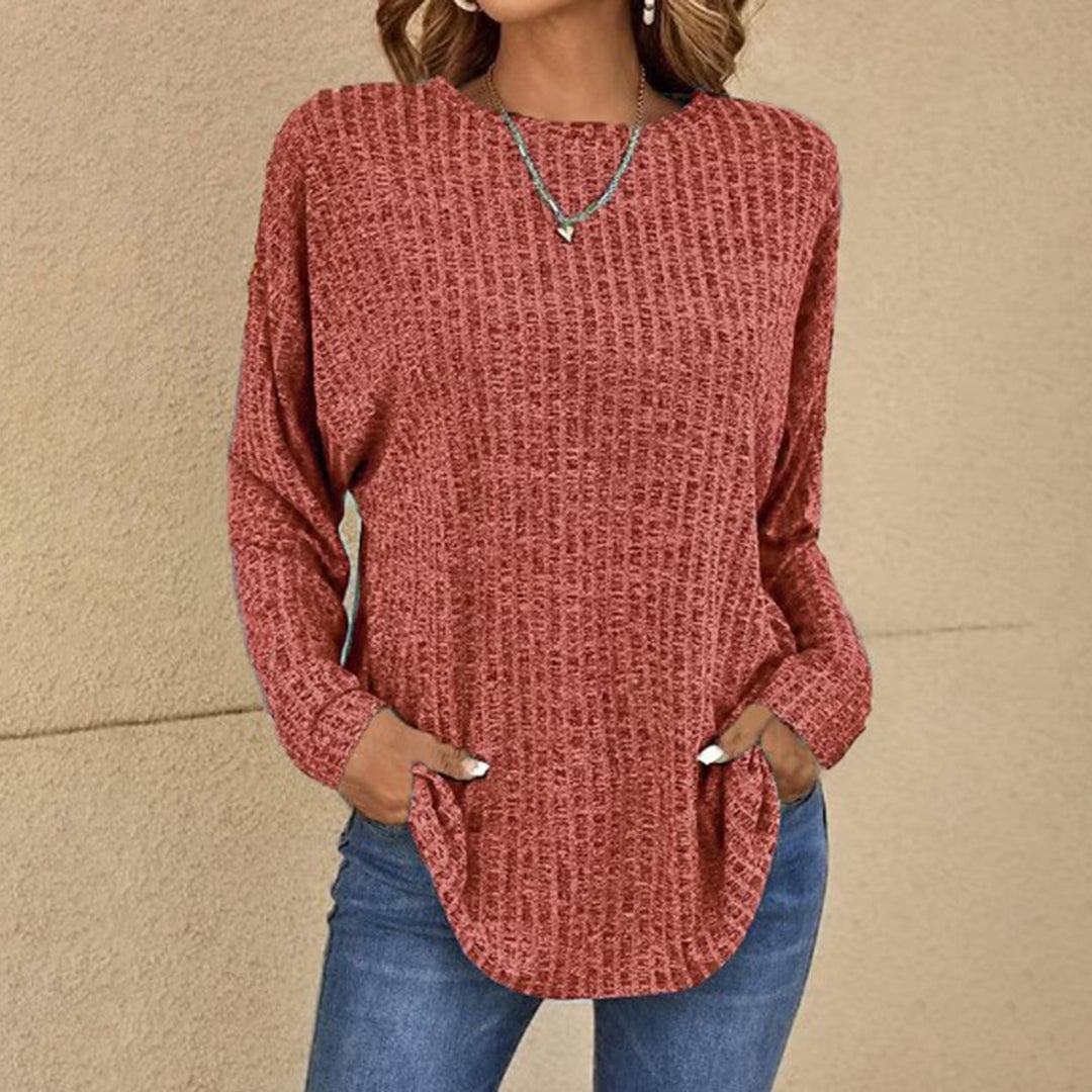 Elegant topje met lange mouwen in de kleur Oranje voor dames in stijl geschikt voor alle seizoenen.