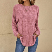 Elegant topje met lange mouwen in de kleur Roze voor dames in stijl geschikt voor alle seizoenen.