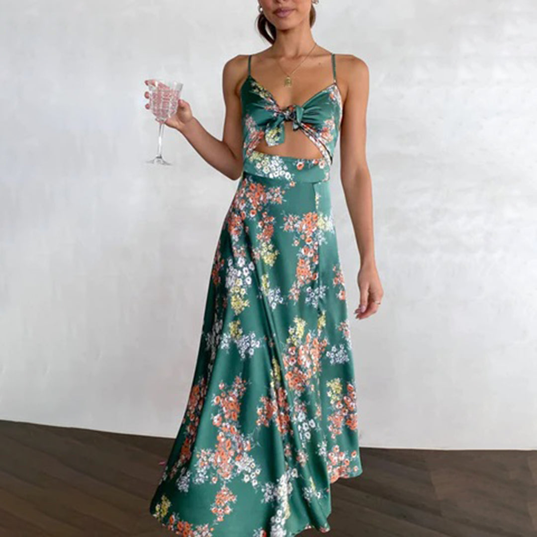 Elena | Maxi jurk voor dames in de kleur Groen voor dames in stijl ideaal voor de zomer.