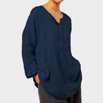 ELINE | Elegante en hoogwaardige damesblouse in de kleur Marineblauw voor dames in stijl ideaal voor de herfst.