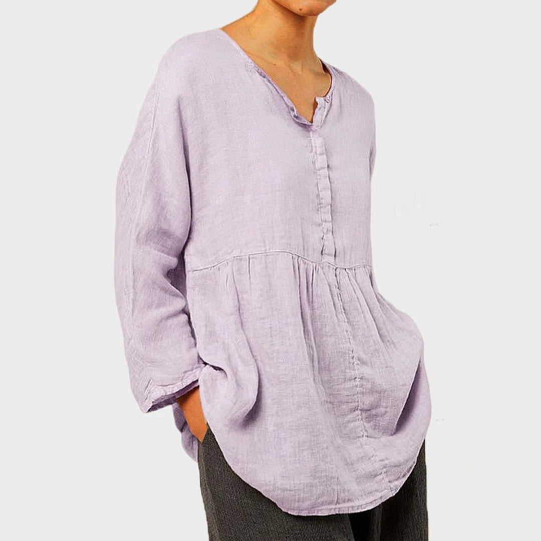 ELINE | Elegante en hoogwaardige damesblouse in de kleur Paars voor dames in stijl ideaal voor de herfst.