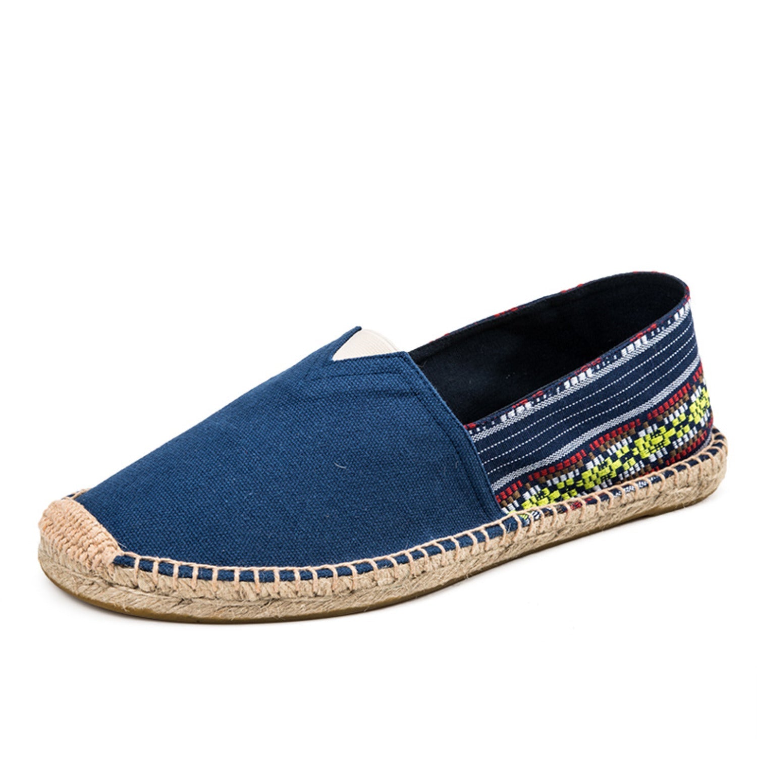 Eline | Gestreepte espadrilles van geruwd canvas in de kleur Blauw voor dames in Beach stijl ideaal voor de zomer.