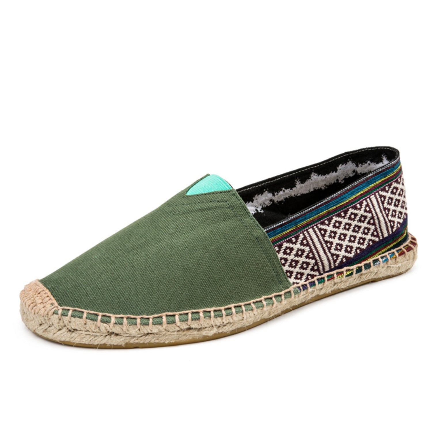 Eline | Gestreepte espadrilles van geruwd canvas in de kleur Groen voor dames in Beach stijl ideaal voor de zomer.
