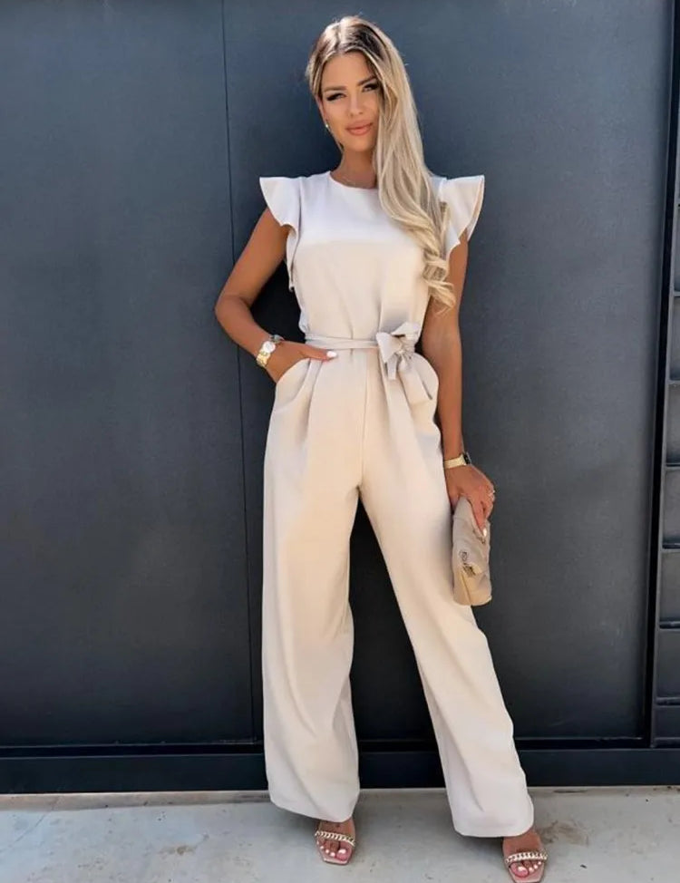 Jumpsuit, effen, lange V-hals, oversized romper, zomer Jumpsuit, effen, lange V-hals, oversized romper, zomer