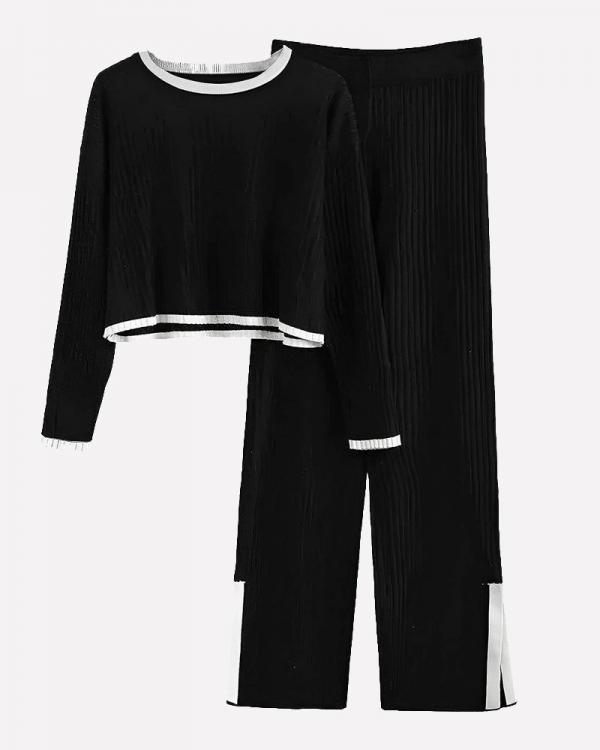 Eline | Randversierde jas & casual broek set in de kleur Wit voor dames in Smart-casual stijl ideaal voor de winter