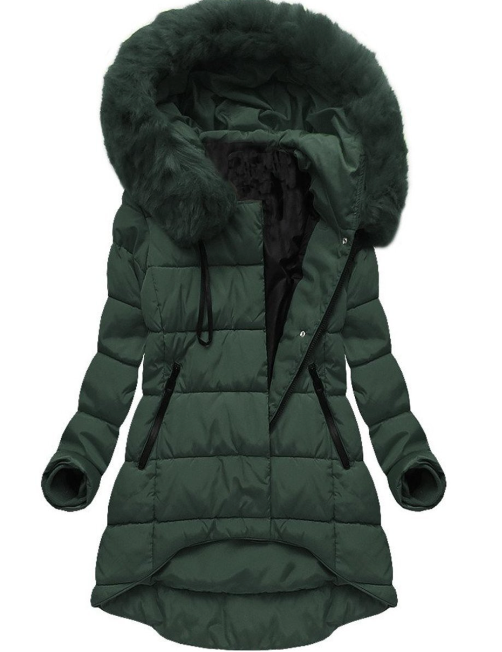 Elisabeth | Gewatteerde jas met pluche voering in de kleur Groen voor dames in stijl ideaal voor de winter